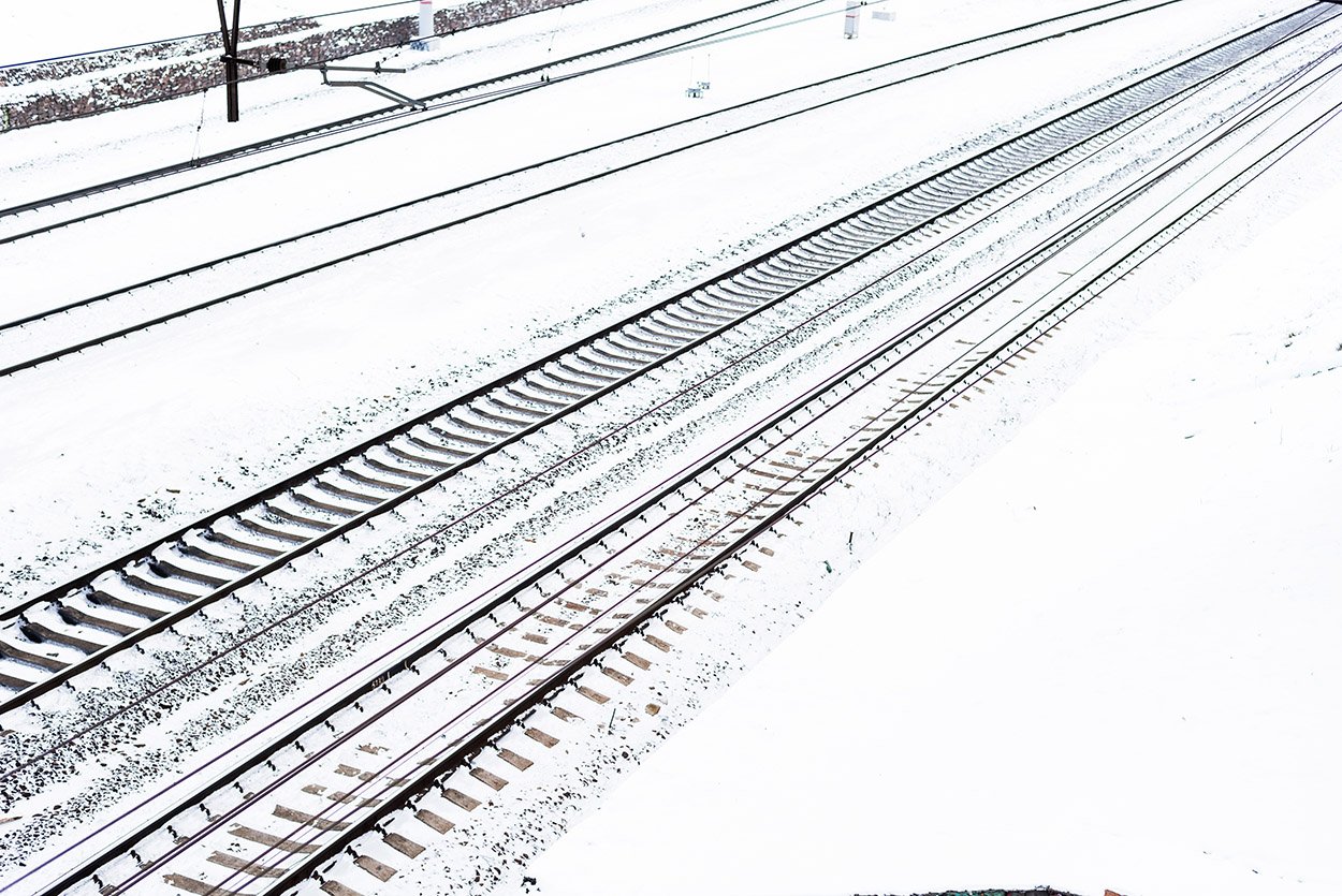 Rail tracks in the snow